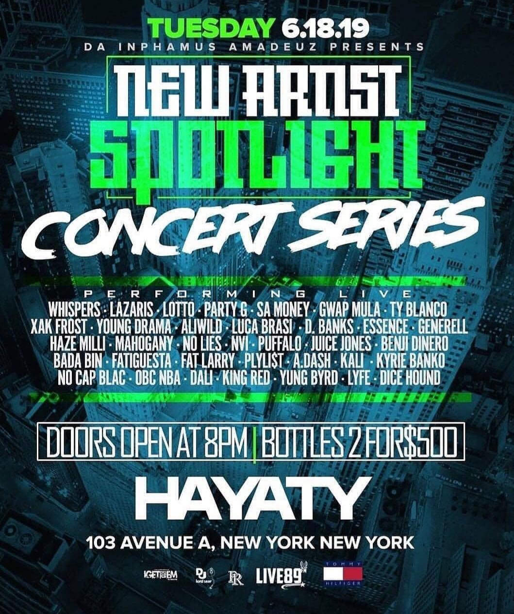 New Artist Spotlight Concert Series @ Hayaty Tuesday June 18, 2019