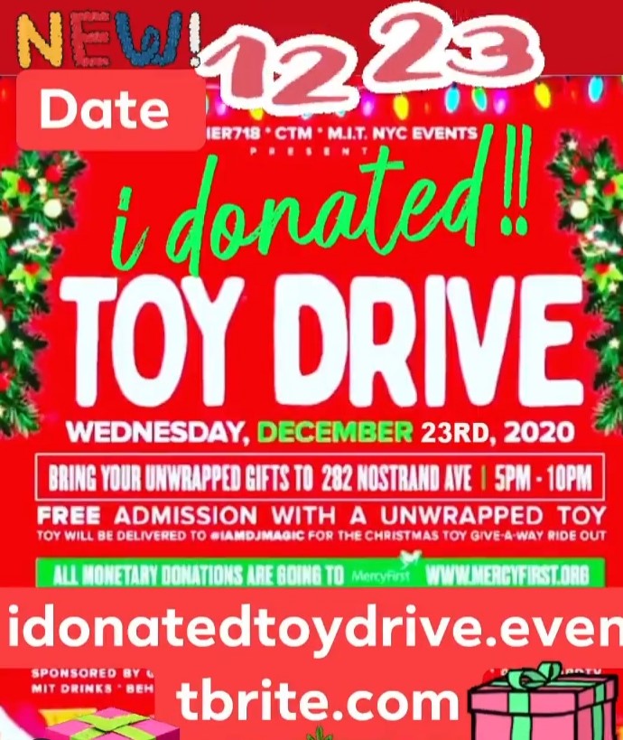 “I DONATED” Toy Drive @ The Drop Off Spot   Wednesday December 23, 2020