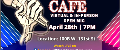 The Peace Café Virtual & Live Open Mic @ Harlem NY Friday April 28, 2023